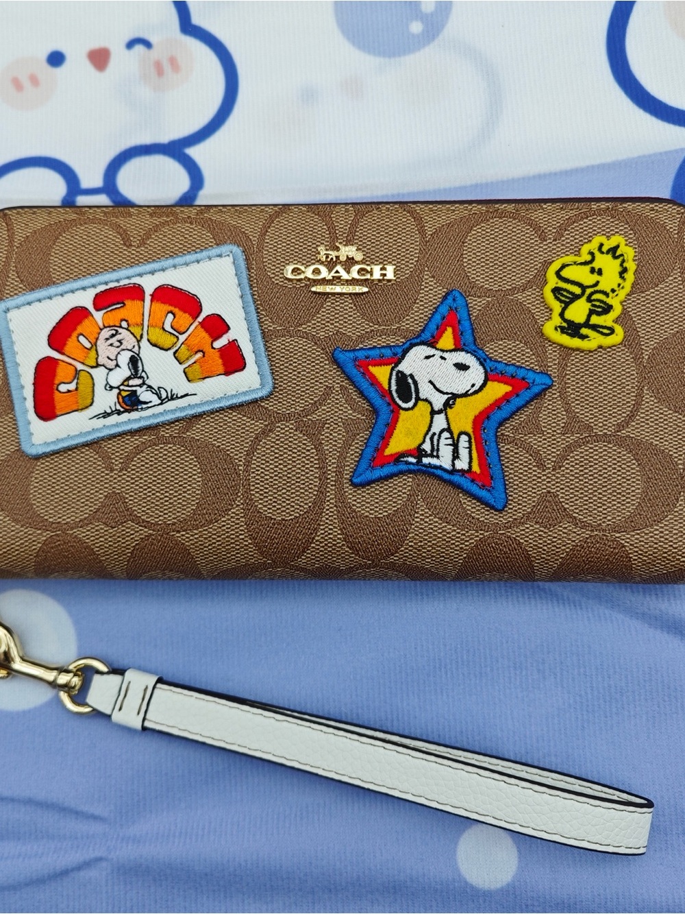 COACH Brown Signature Wristlet with